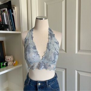 PINK Victoria's Secret Lace Halter Bralette in Light Blue